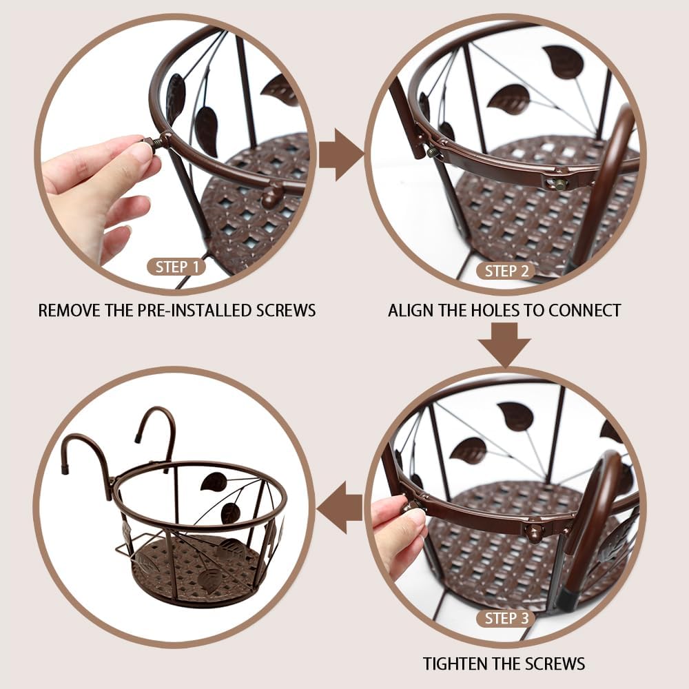 Detalle de NEISRAI Iron Railing Planter Basket