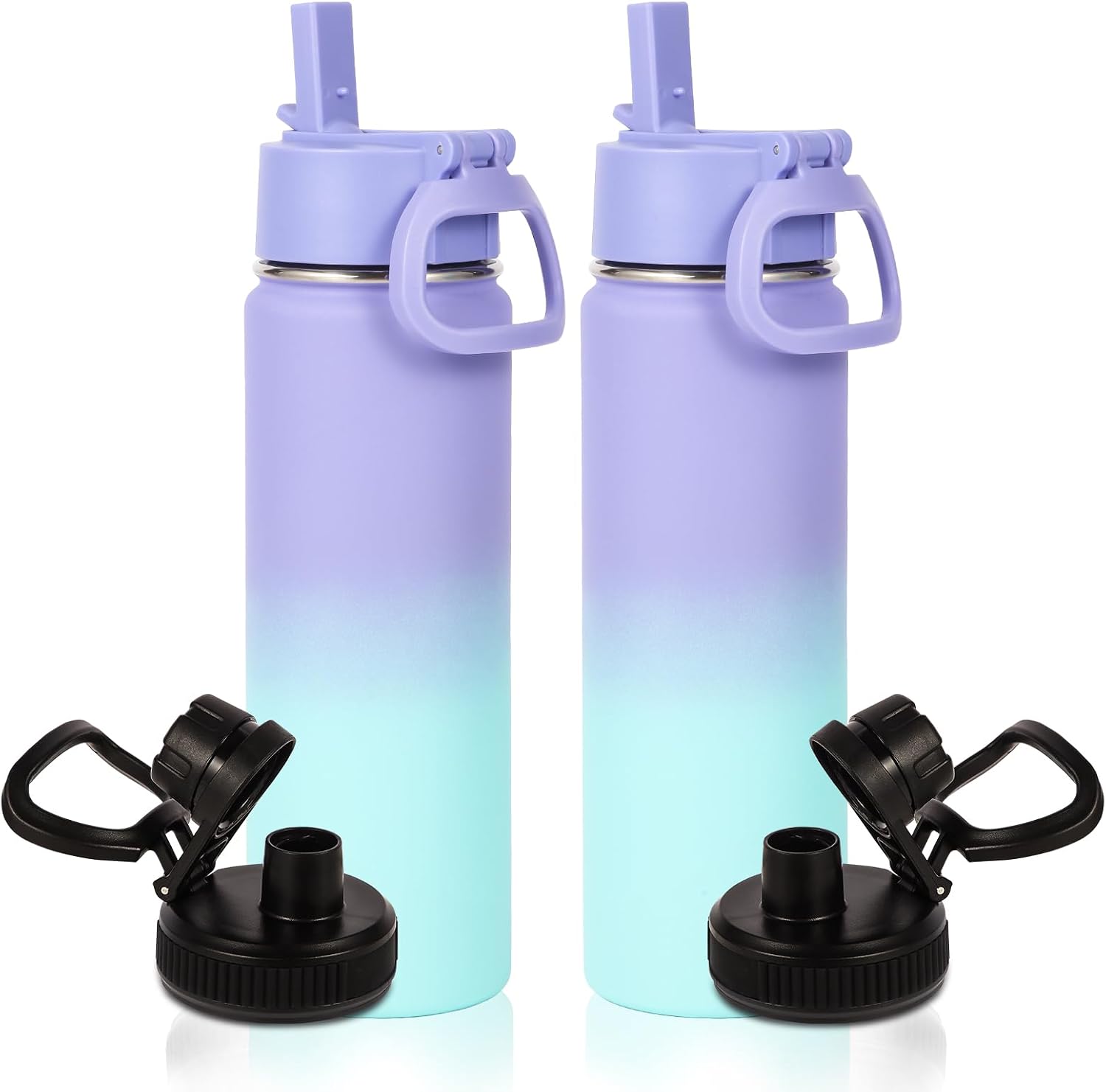 Detalle de Volhoply isolerad vattenflaska i rostfritt stål, 600 ml, 2-pack
