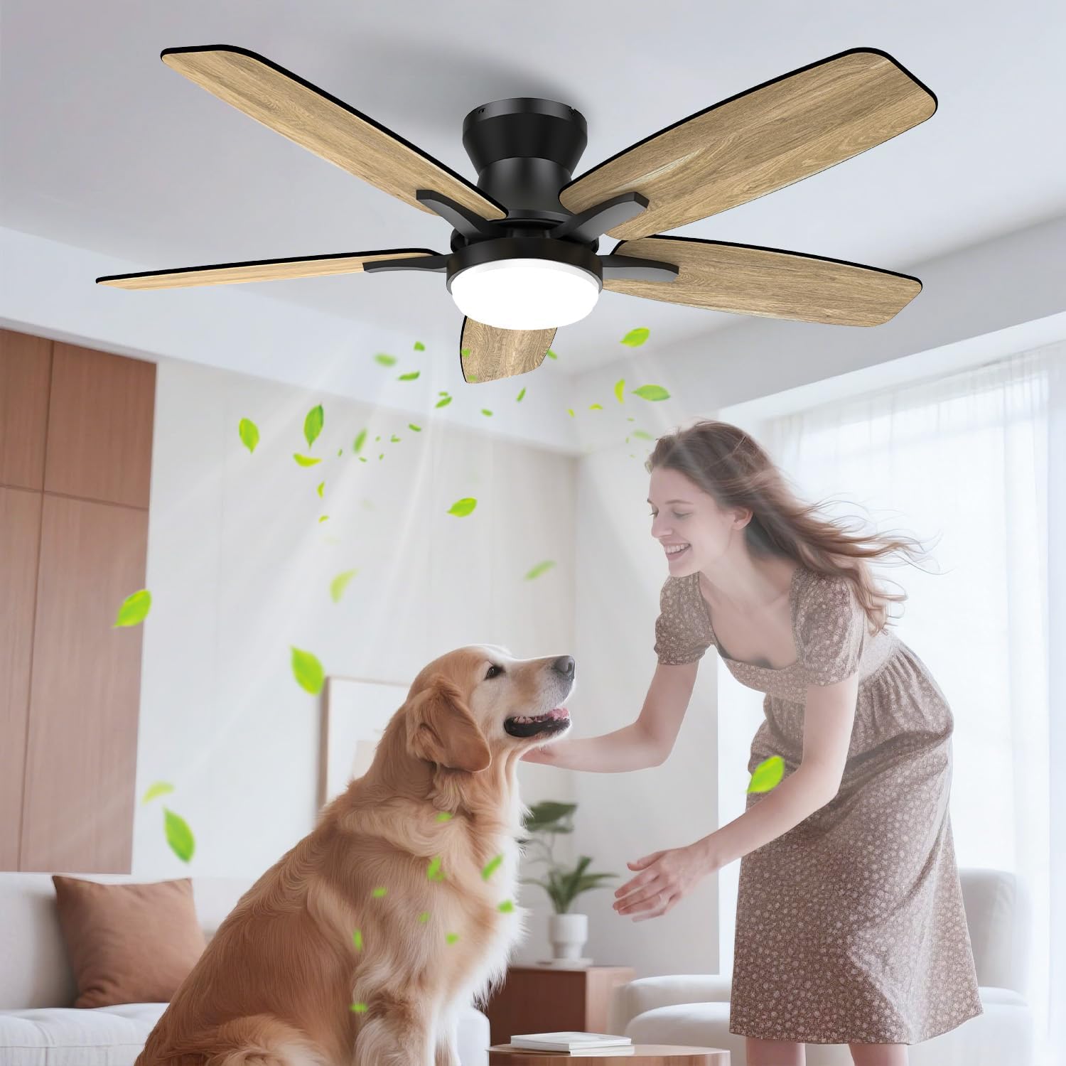 Detalle 1 de Airwit 106 cm Deckenventilator mit Beleuchtung, LED, DC-Motor & Fernbedienung
