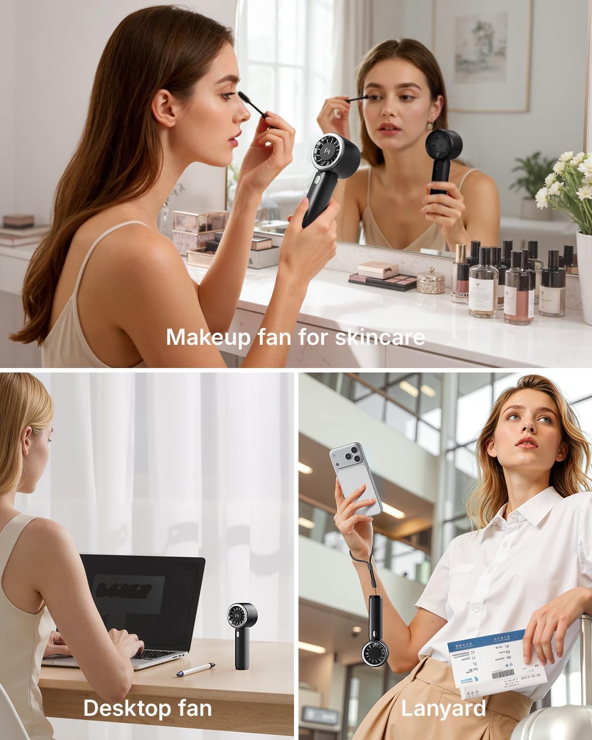 Thumbnail 5 de Bearwind Turbo Handheld Fan (Black) – Portable mini rechargeable fan with 5 speeds and LED battery display