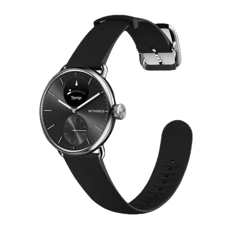 Detalle de Withings ScanWatch 2 Bluetooth 38mm en acero inoxidable con correa negra