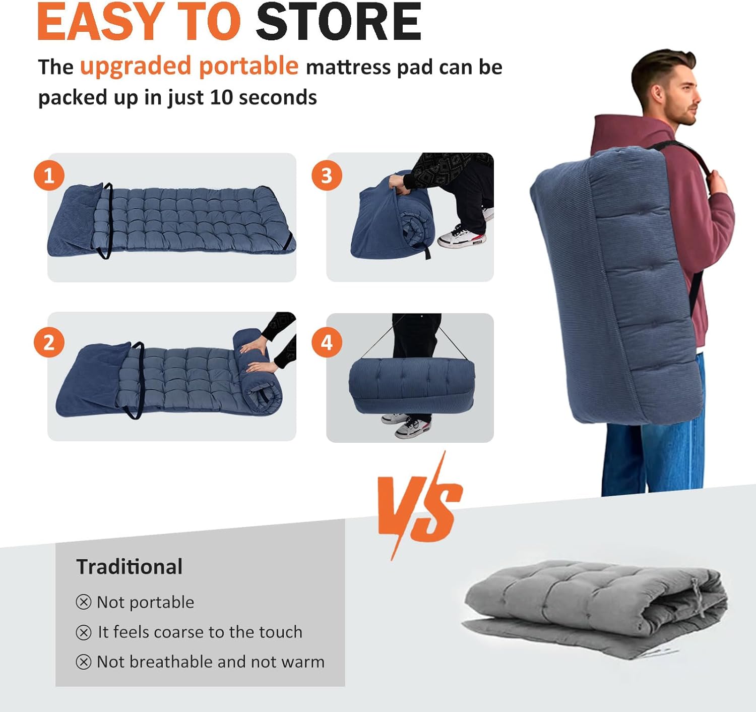 Thumbnail 1 de Portable camp bed with cushion, 450 lbs cot