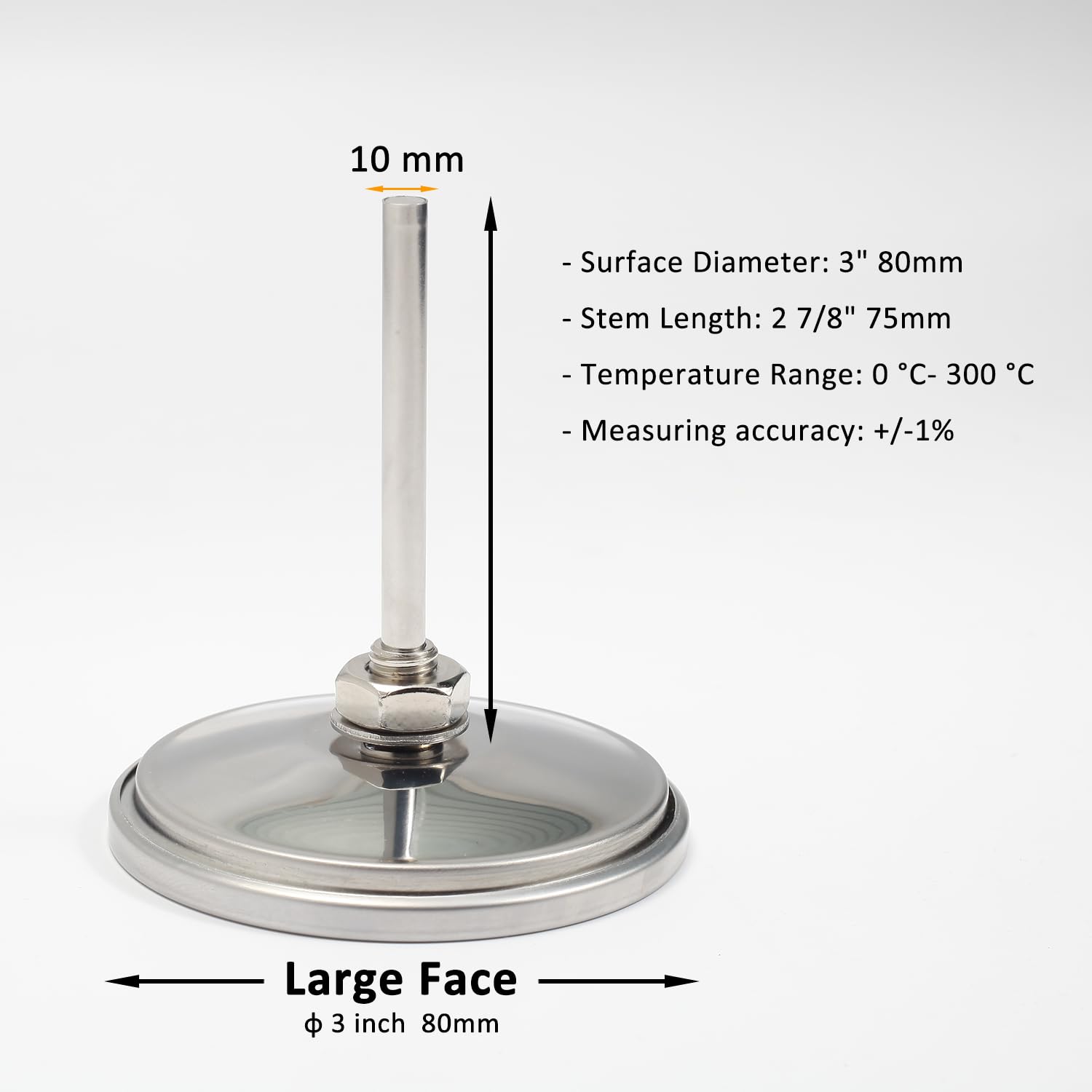 Thumbnail 2 de Termometro per barbecue GALAFIRE 80 mm grande faccia fino a 300°C, indicatore con asta extra lunga