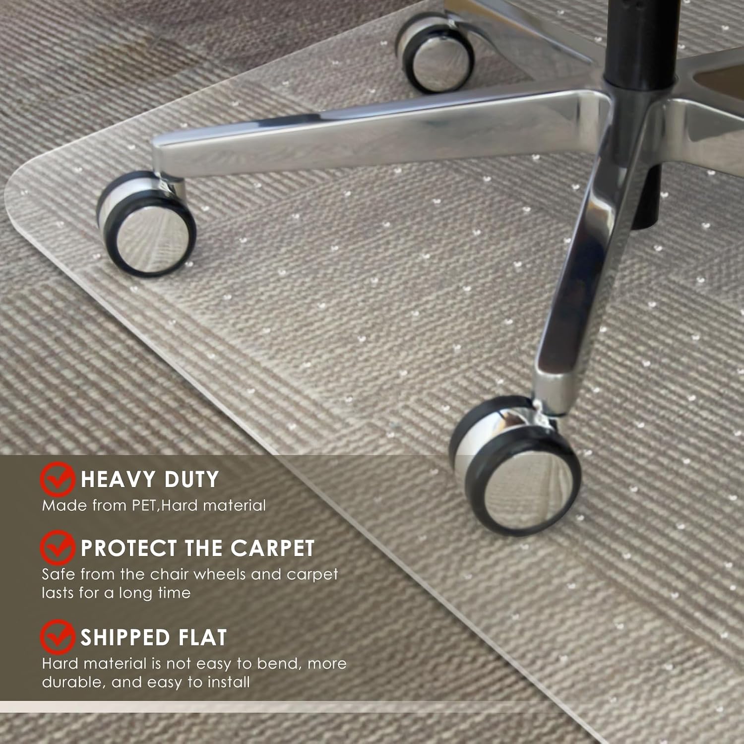 Thumbnail 3 de Azadx AZDPET-01 Heavy-Duty Carpet Chair Mat, Clear PET, 32" x 48