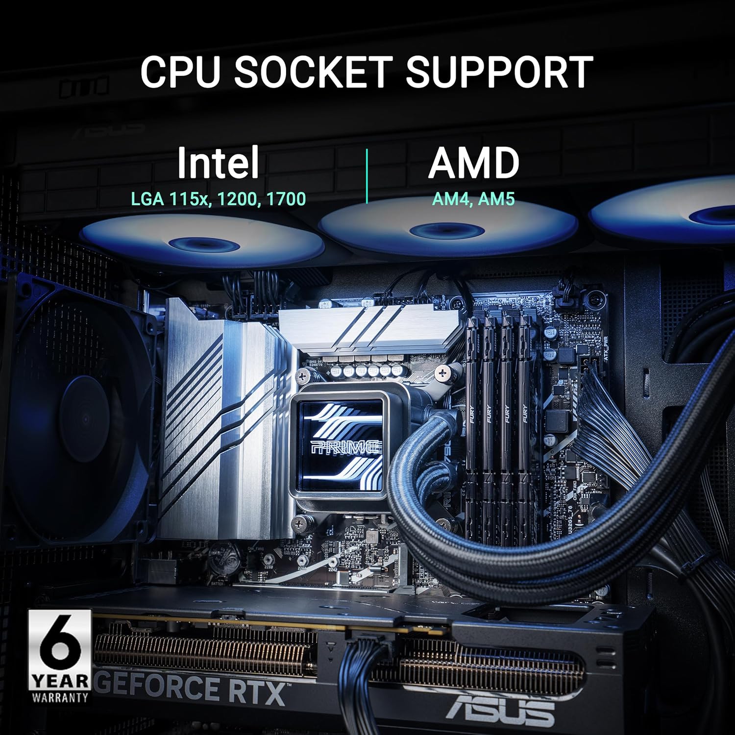 Thumbnail 5 de ASUS Prime LC 360 ARGB All-in-One Flüssig-CPU-Wasserkühlung mit 3× ARGB-Lüftern und Infinity-Spiegel