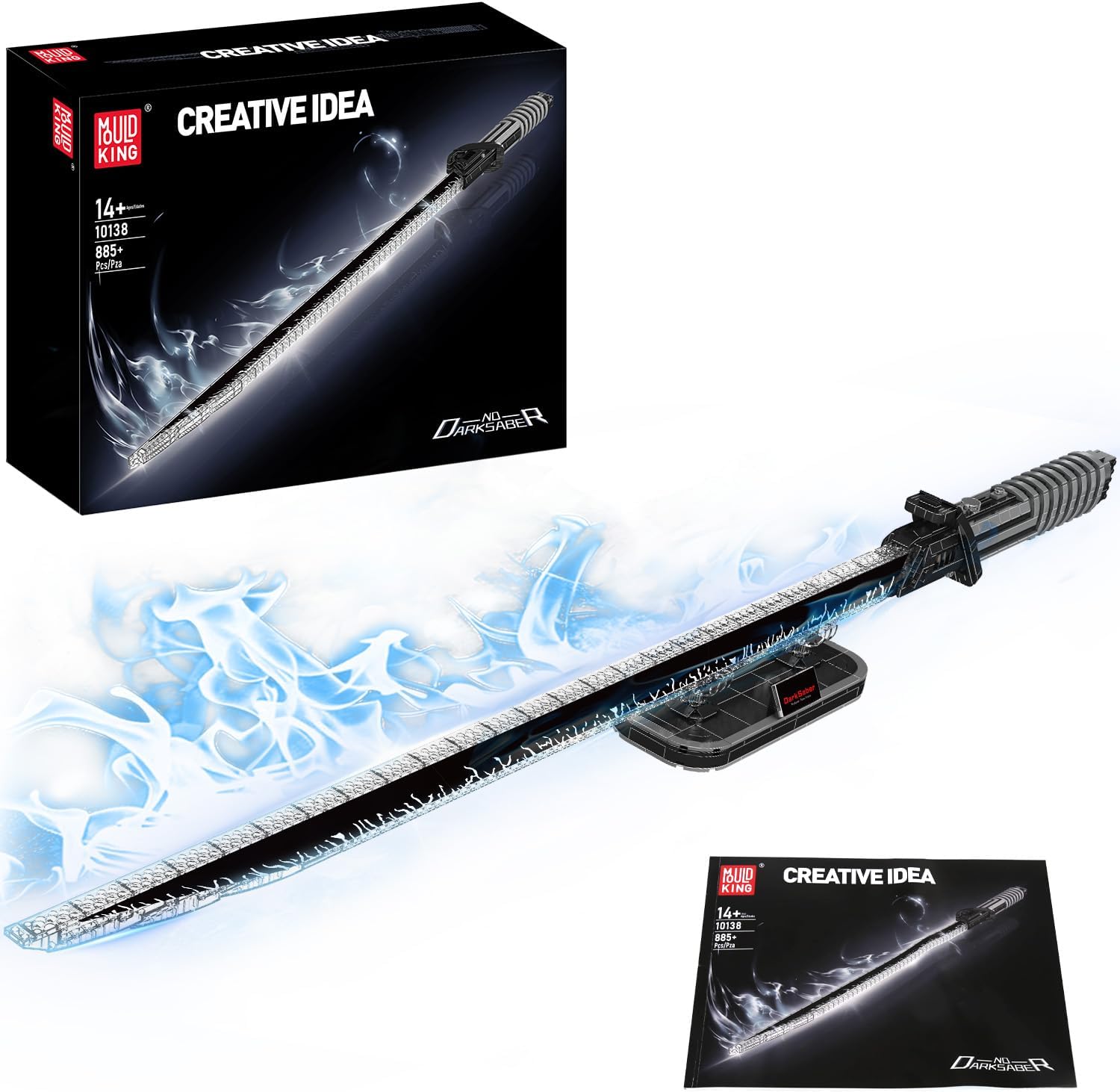 Detalle de Mould King 116CM Darksaber Schwert-Bausteinmodell (885 Teile) mit LED und Ständer