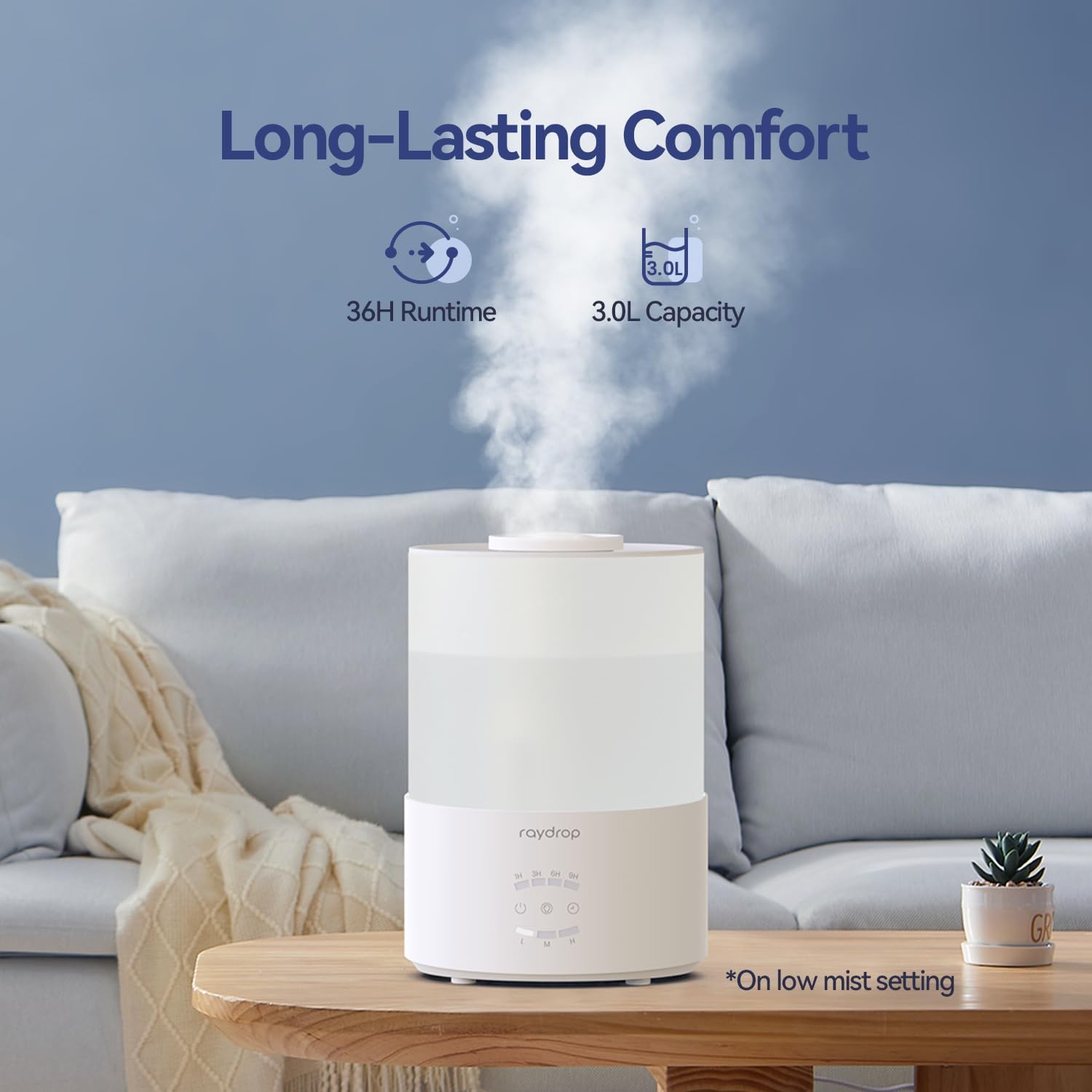 Thumbnail 1 de Raydrop Raydrop Humidifiers for Bedroom (3.0L cool mist) – Top-fill humidifier with timer, auto shut-off & essential oil diffuser