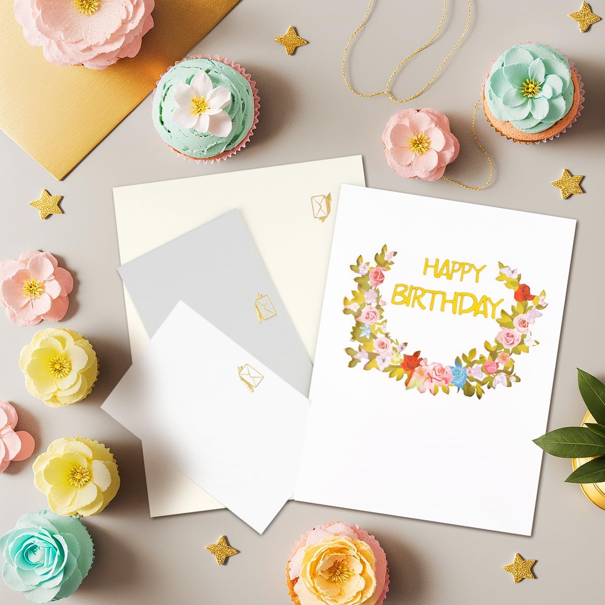 Thumbnail 4 de CNLITIHEKA YYFH-01 3D Musical Birthday Card, Floral Pop-Up with Lights