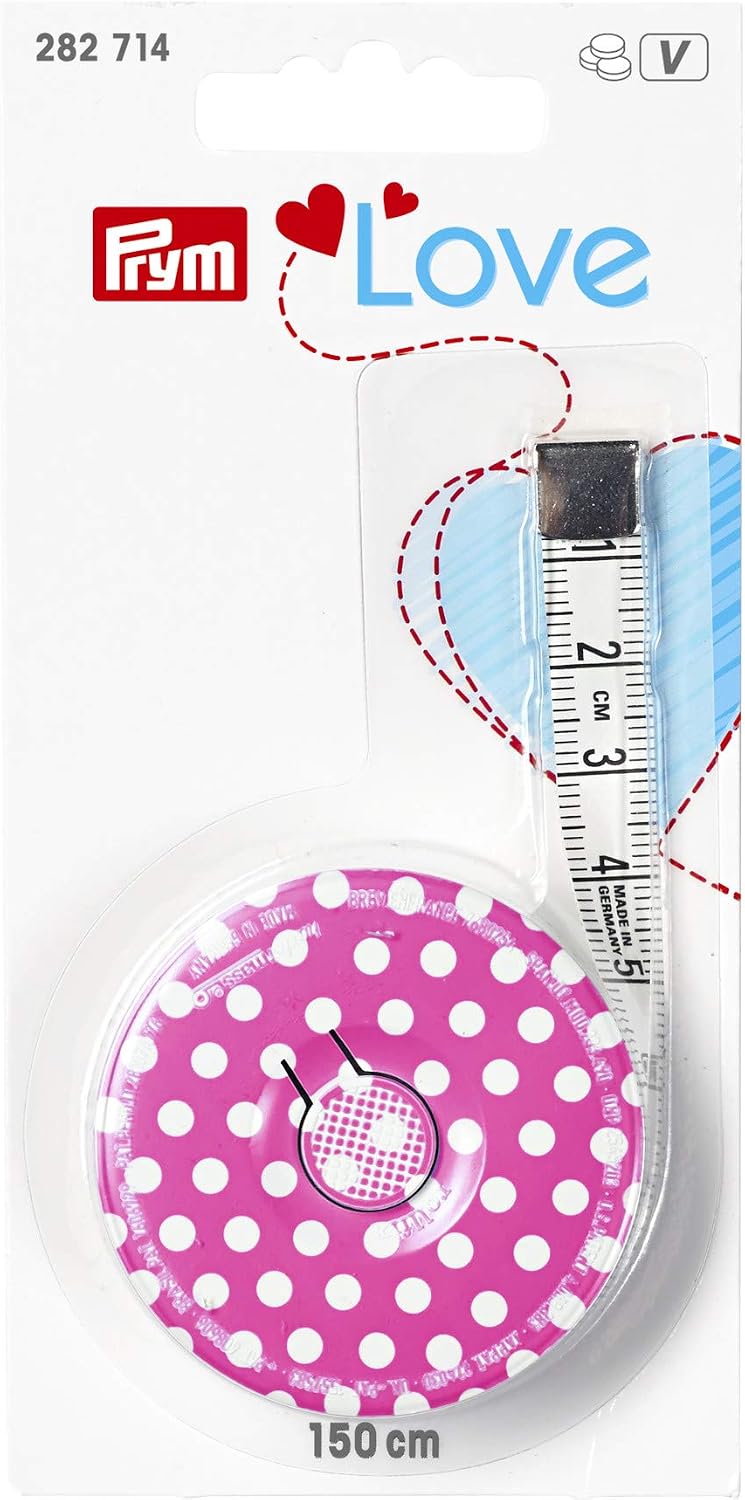 Detalle de Prym PRYM_282714-1 Love rolcentimeter 150 cm, roze/wit, zelfoprollend