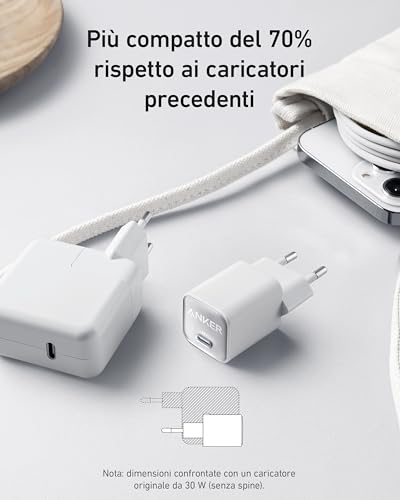 Detalle de Anker Caricatore da auto 511 (Nano 3) 30 W USB-C GaN: piccolo, potente e sicuro