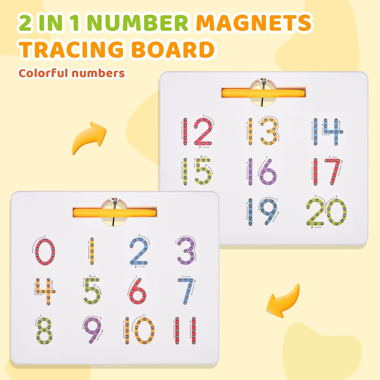 Detalle de GAMENOTE Magnetic Number Tracing Board: 2-in-1 Double-Sided Math Learning Toy for Toddlers & Kids