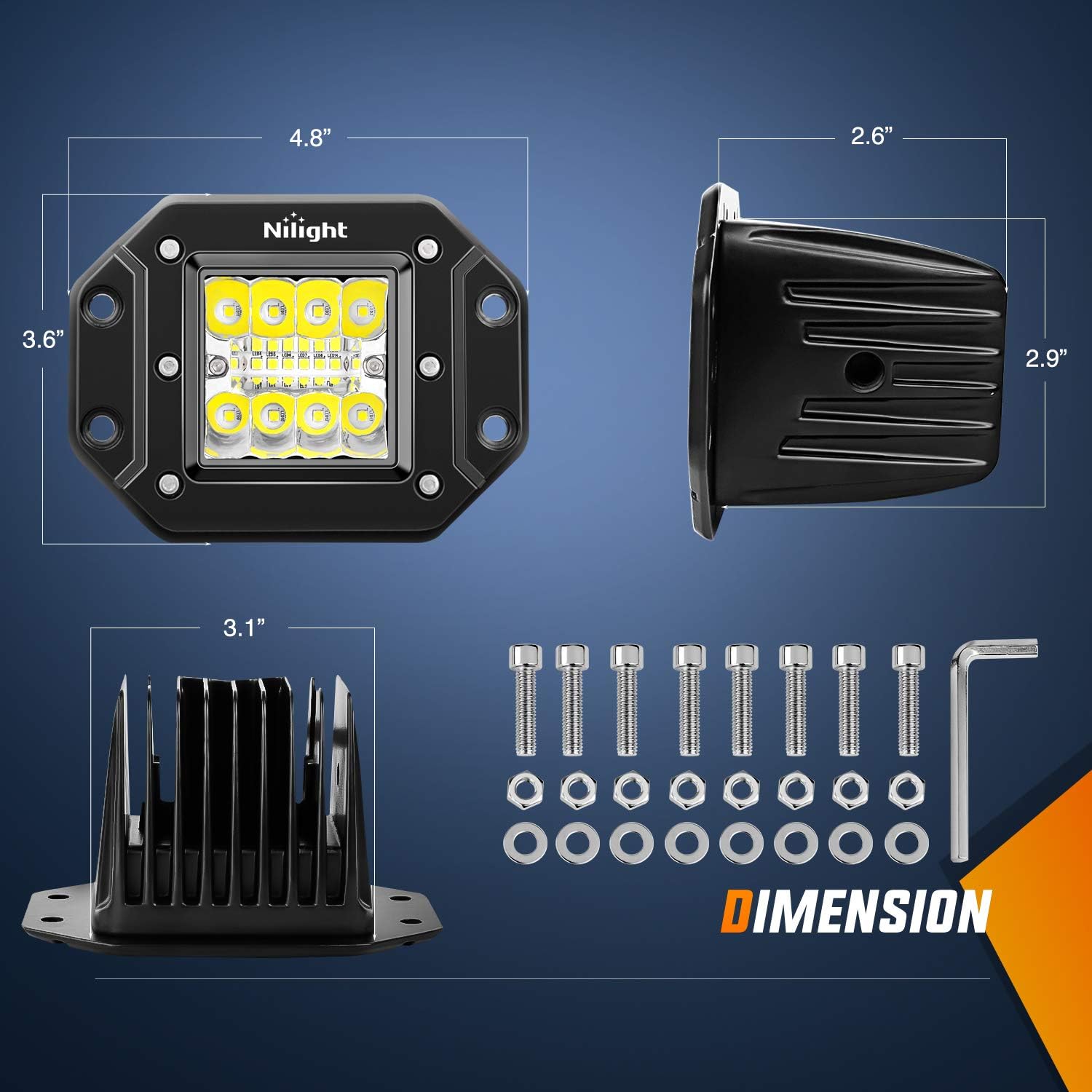 Thumbnail 1 de Nilight 42W LED pods for spot and flood
