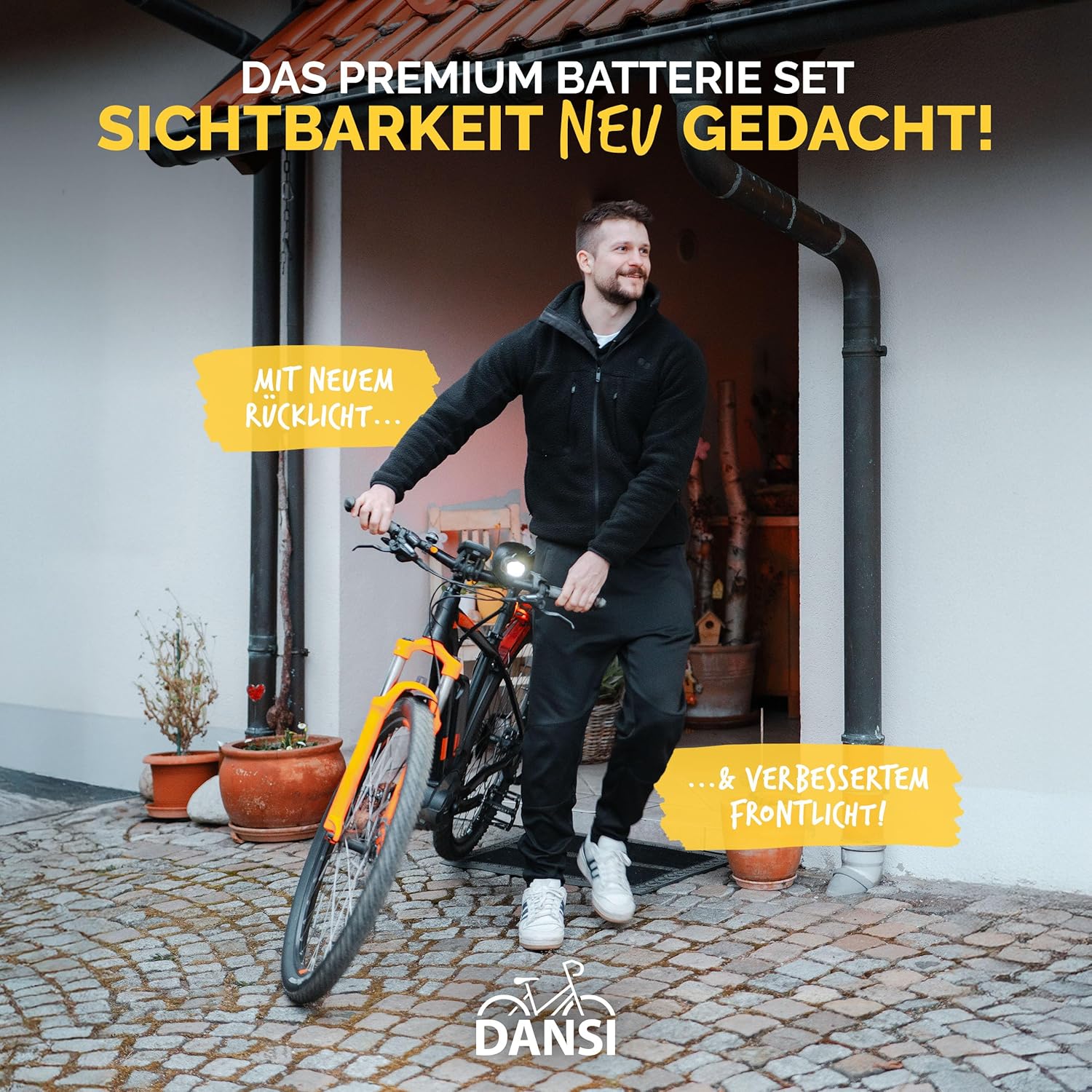 Thumbnail 1 de DANSI Fahrradleuchten-Set StVZO I LED-Fahrradlicht vorne (30/15 Lux) mit Batteriewechselanzeige
