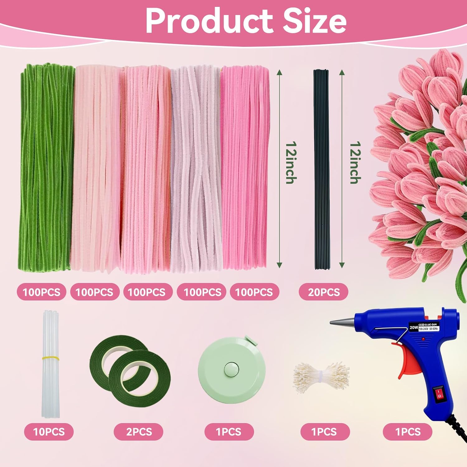 Thumbnail 1 de 500 Pcs Thick Pipe Cleaners 12in 8mm