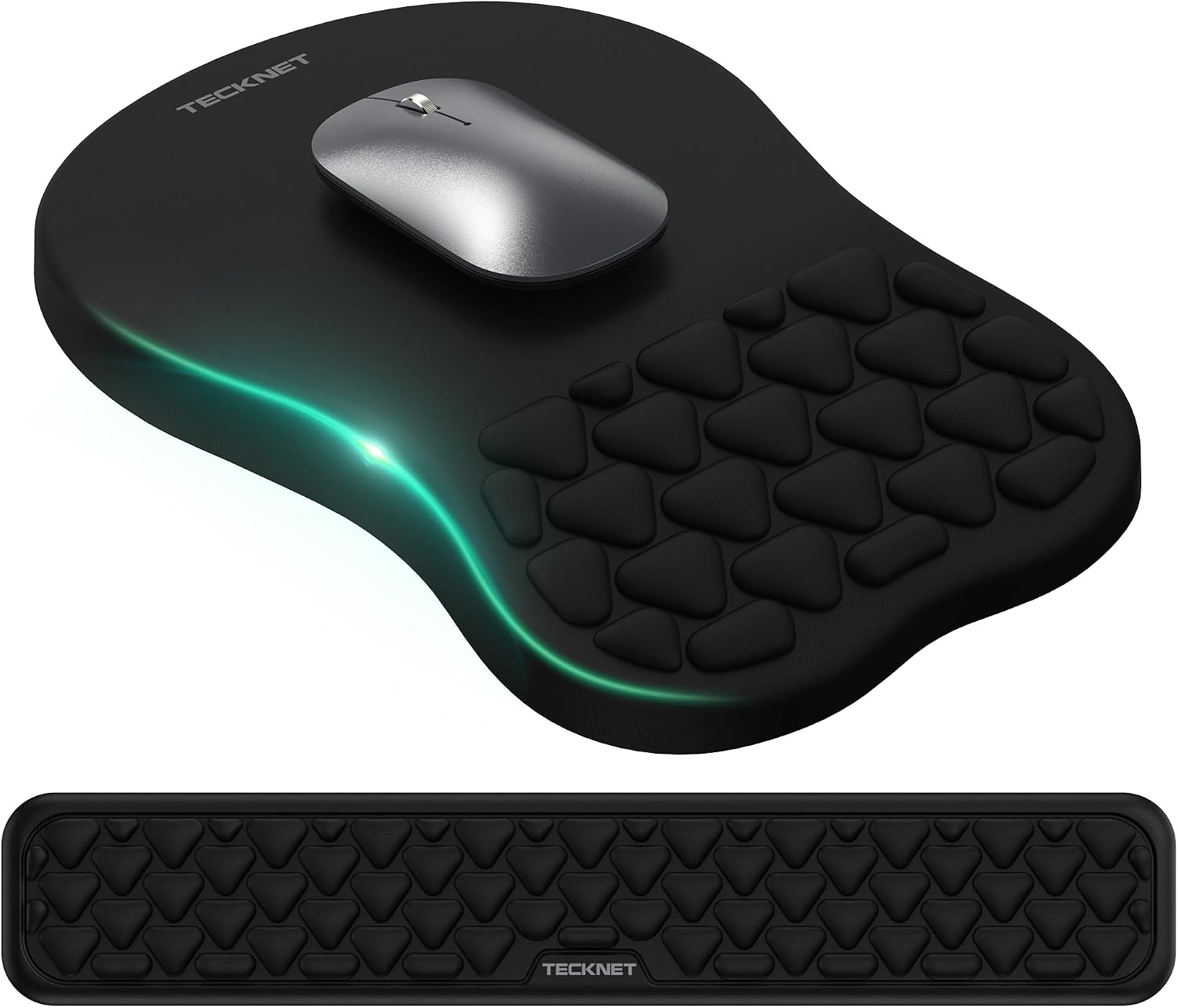 Detalle de TECKNET Ergonomic Mouse Mat Wrist Support and Keyboard Wrist Rest with Massage Design