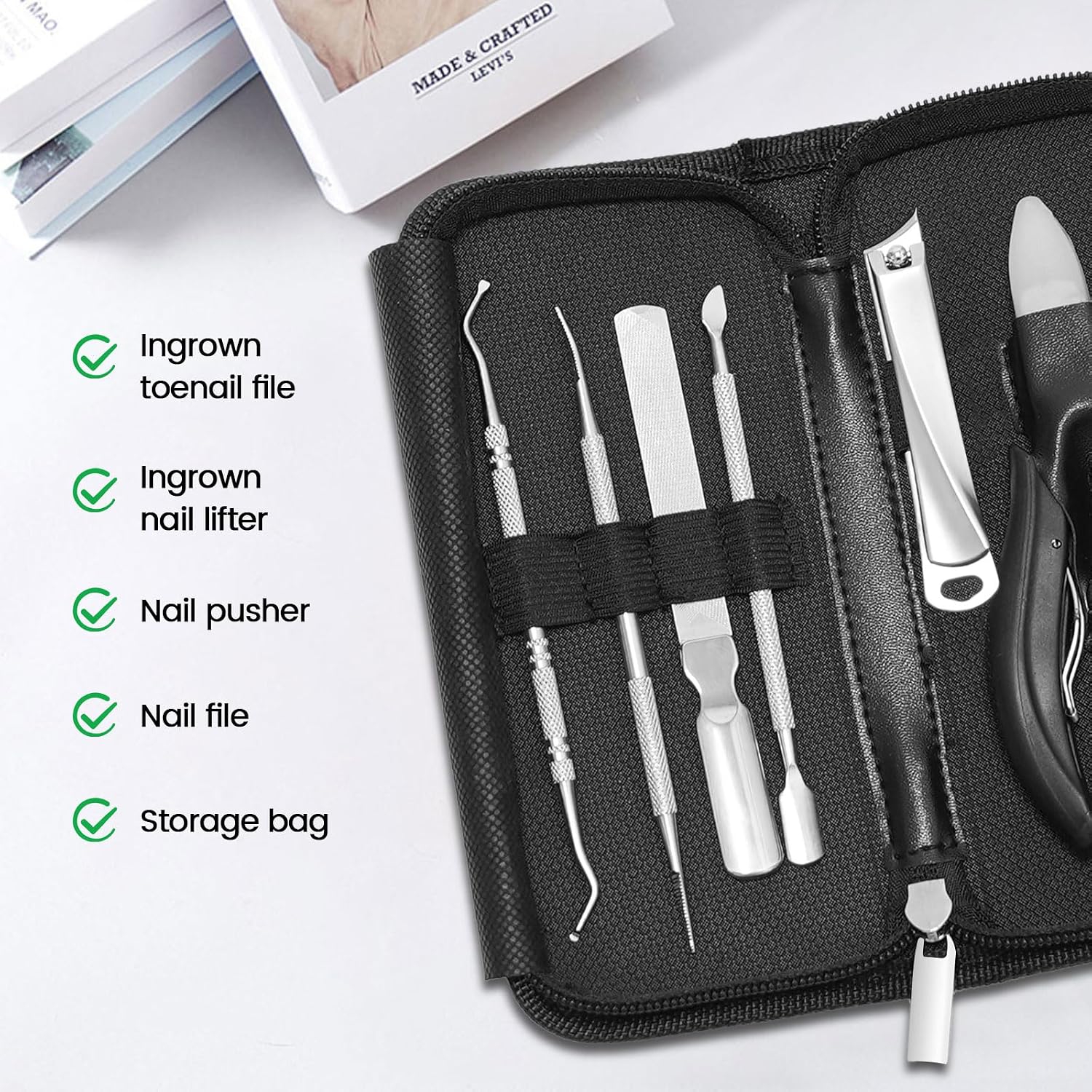 Thumbnail 6 de Toenail Clippers for Thick Nails – 7-piece large pedicure set with 360° rotating clipper, ingrown tools and nail file