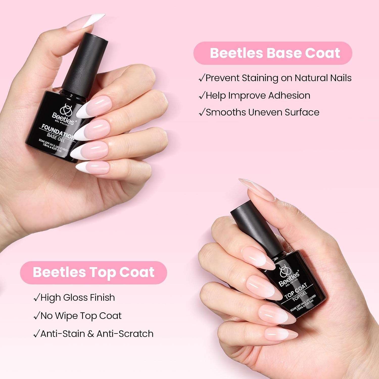 Thumbnail 6 de Beetles Gel Nail Kit Flat-X: 320 Tips, 15g Glue Gel, Base & Top Coats + Mini Lamp – DIY Home Extension Set