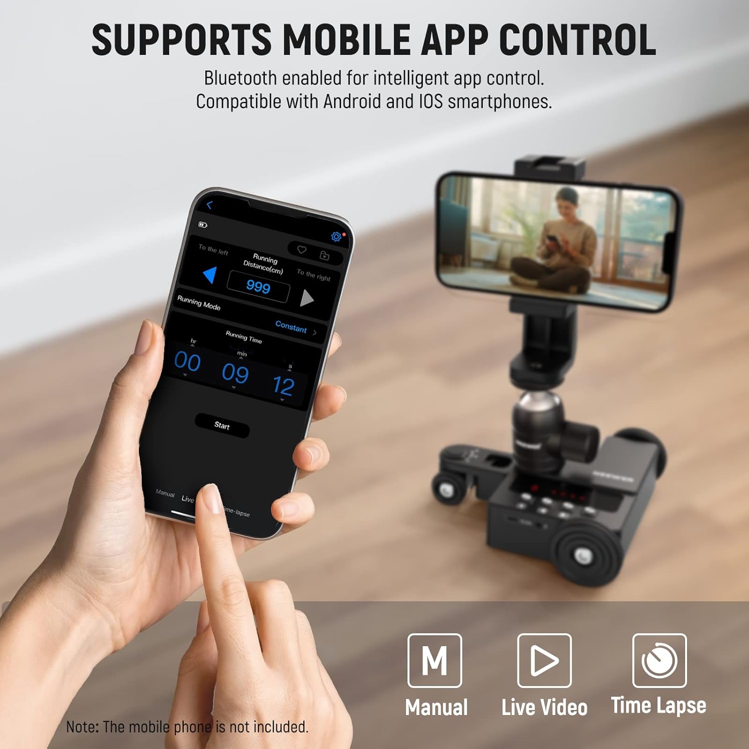 Thumbnail 1 de NEEWER DL200 motorised camera dolly with app control for iOS/Android (tabletop slider, ball head, quiet step motors)