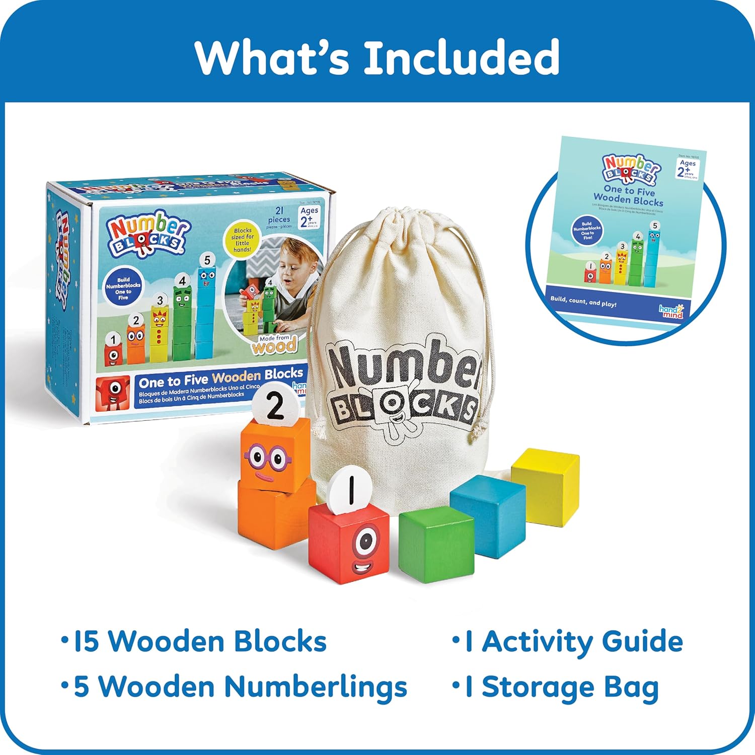 Detalle 2 de Learning Resources Numberblocks Blocchi di legno da 1 a 5 (età 2+)