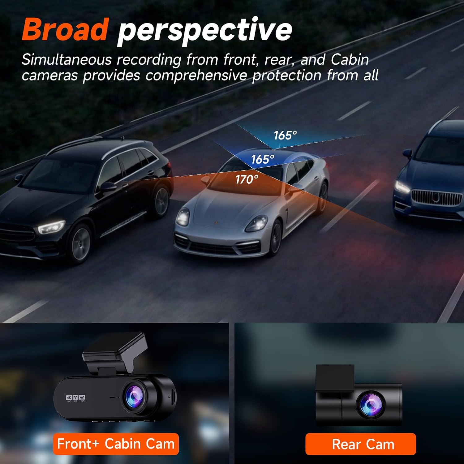 Thumbnail 4 de GT902 Dashcam 4K 3-Channel: Front, Inside, and Rear Capture in One Drive