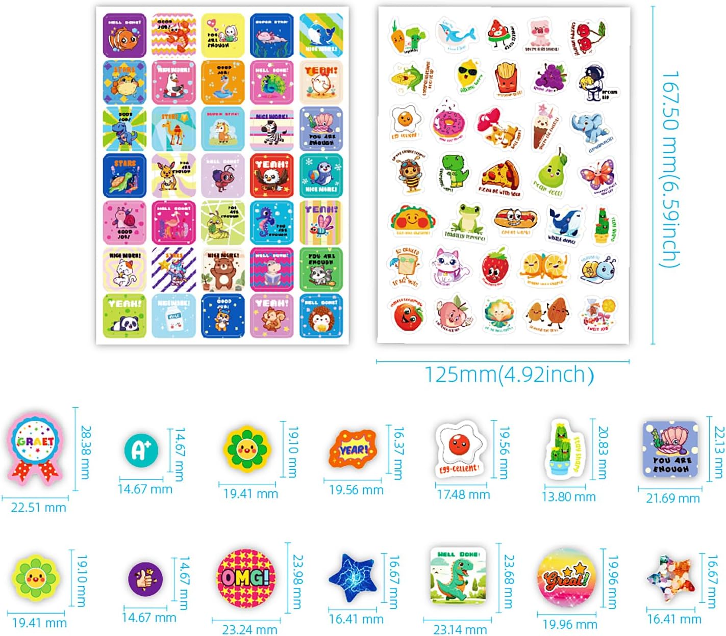 Detalle 2 de Kaderas Reward Stickers beloningsstickers, 844 mini stickers op 16 vellen