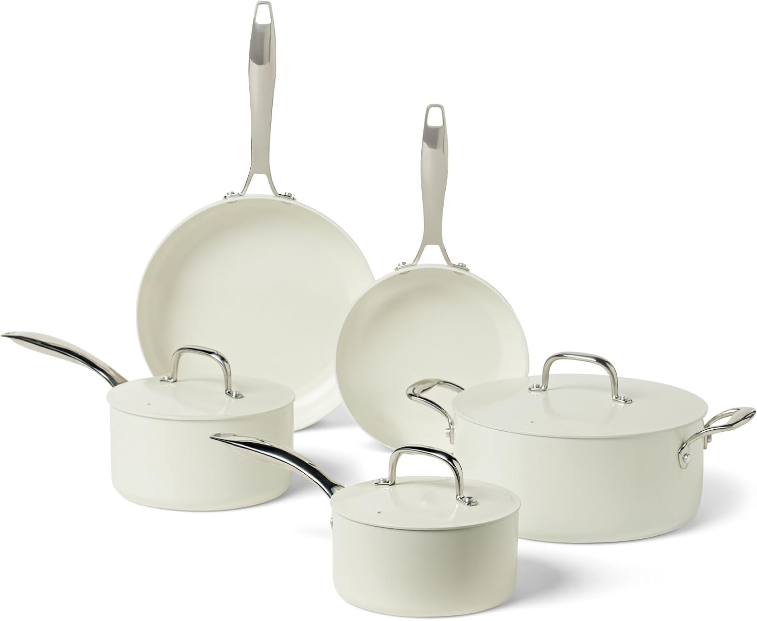Thumbnail 6 de Amazon Basics Padelle Antiaderenti in Ceramica, Set 3 Pezzi (20/26/30 cm) — Avorio