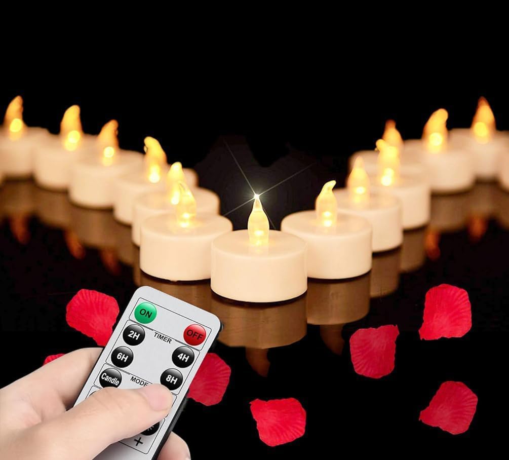 Thumbnail 6 de Nancia 2er-Set wasserdichte LED-Stumpenkerzen ohne Flamme mit Fernbedienung und Timer (D7 x H15 cm)