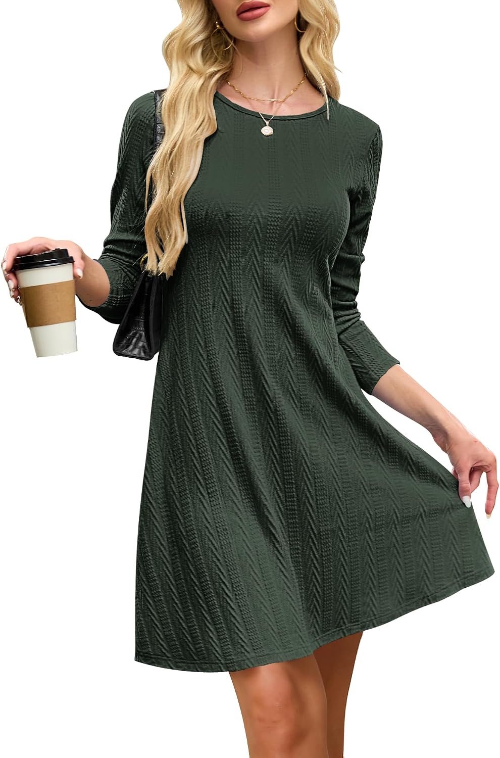 Detalle de AUSELILY Herbst Strickkleid Damen