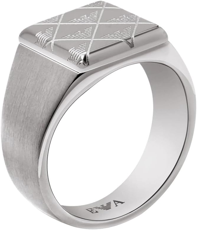 Thumbnail 3 de Anelli da uomo Emporio Armani con sigillo in acciaio inossidabile – finitura Misto