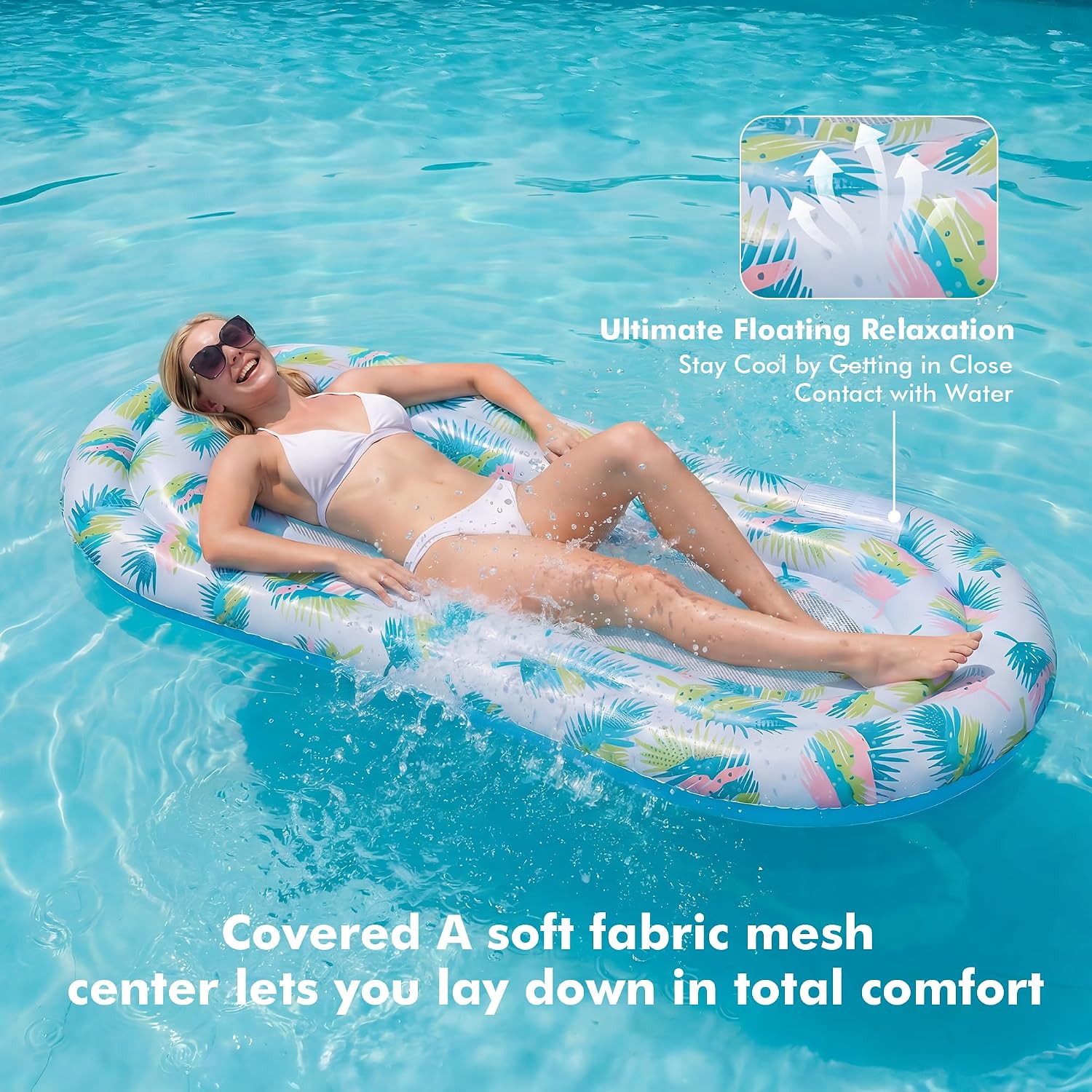Detalle de Stonful Pool Floats Lounger 3 Pack: Compact, Cooling Mesh Pool Hammock for Adults