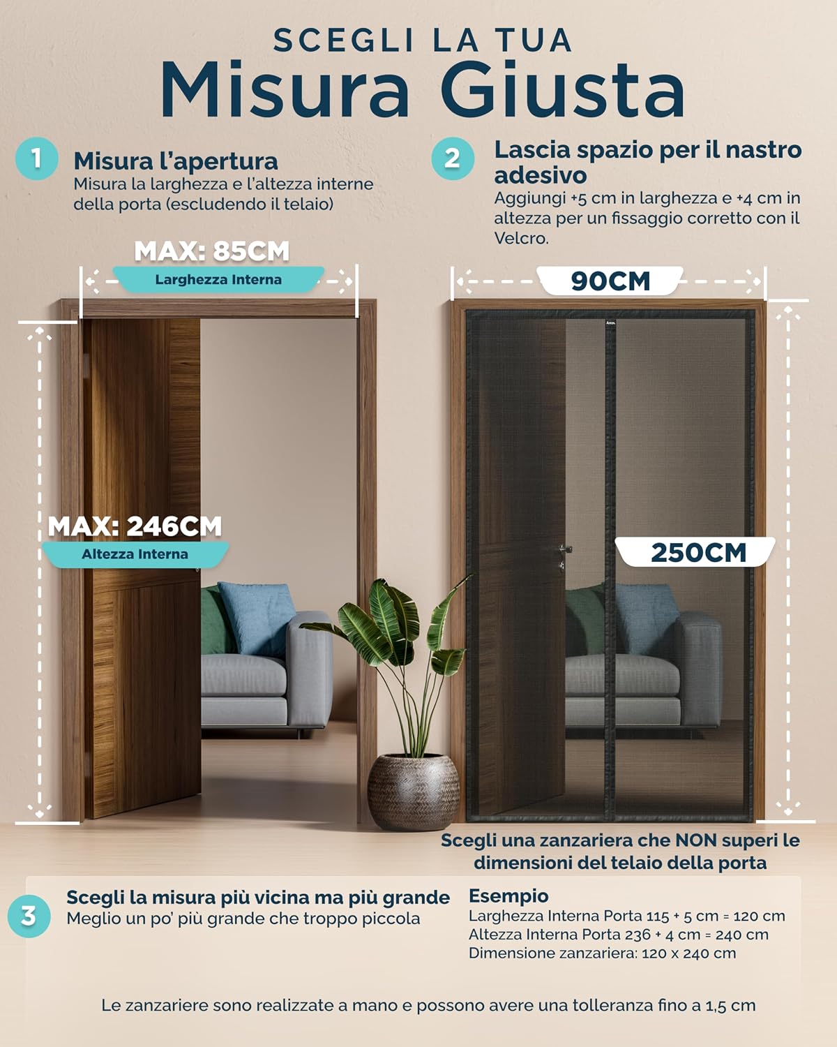 Thumbnail 1 de ARCOL Zanzariera Magnetica 90x250 cm Premium in Fibra di Vetro – Stop Zanzare con Chiusura Automatica