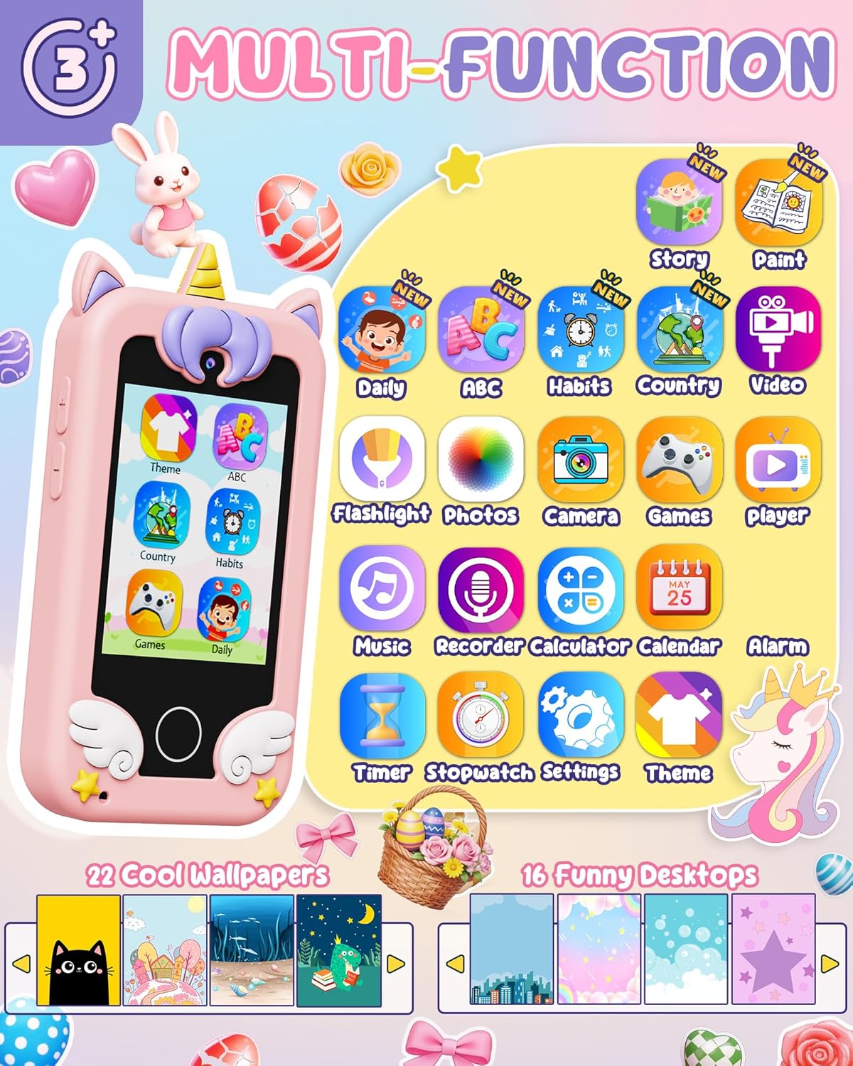 Thumbnail 1 de UCIDCI Kids Smart Phone Toy with dual camera