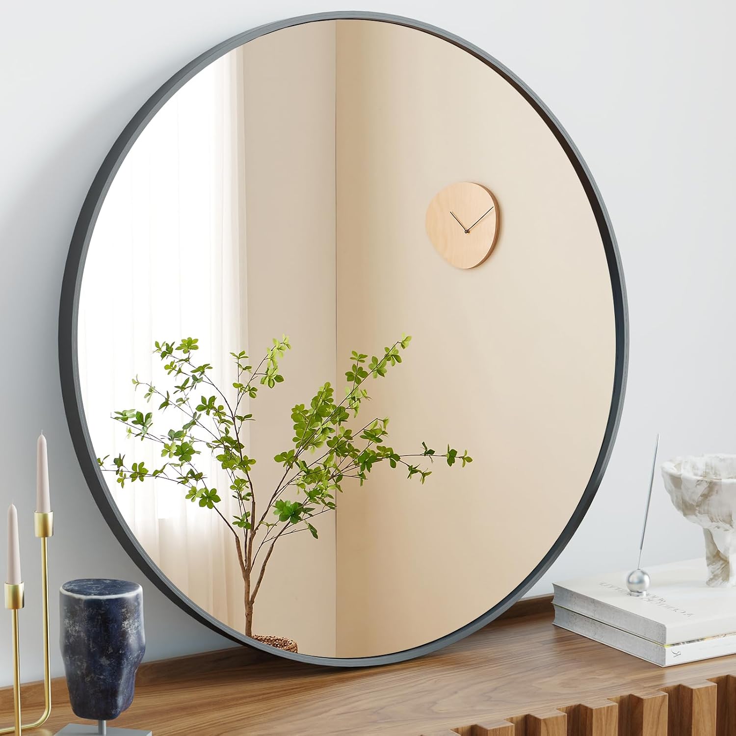 Detalle de Sweetcrispy Round Wall Mirror, 36.2 Inch