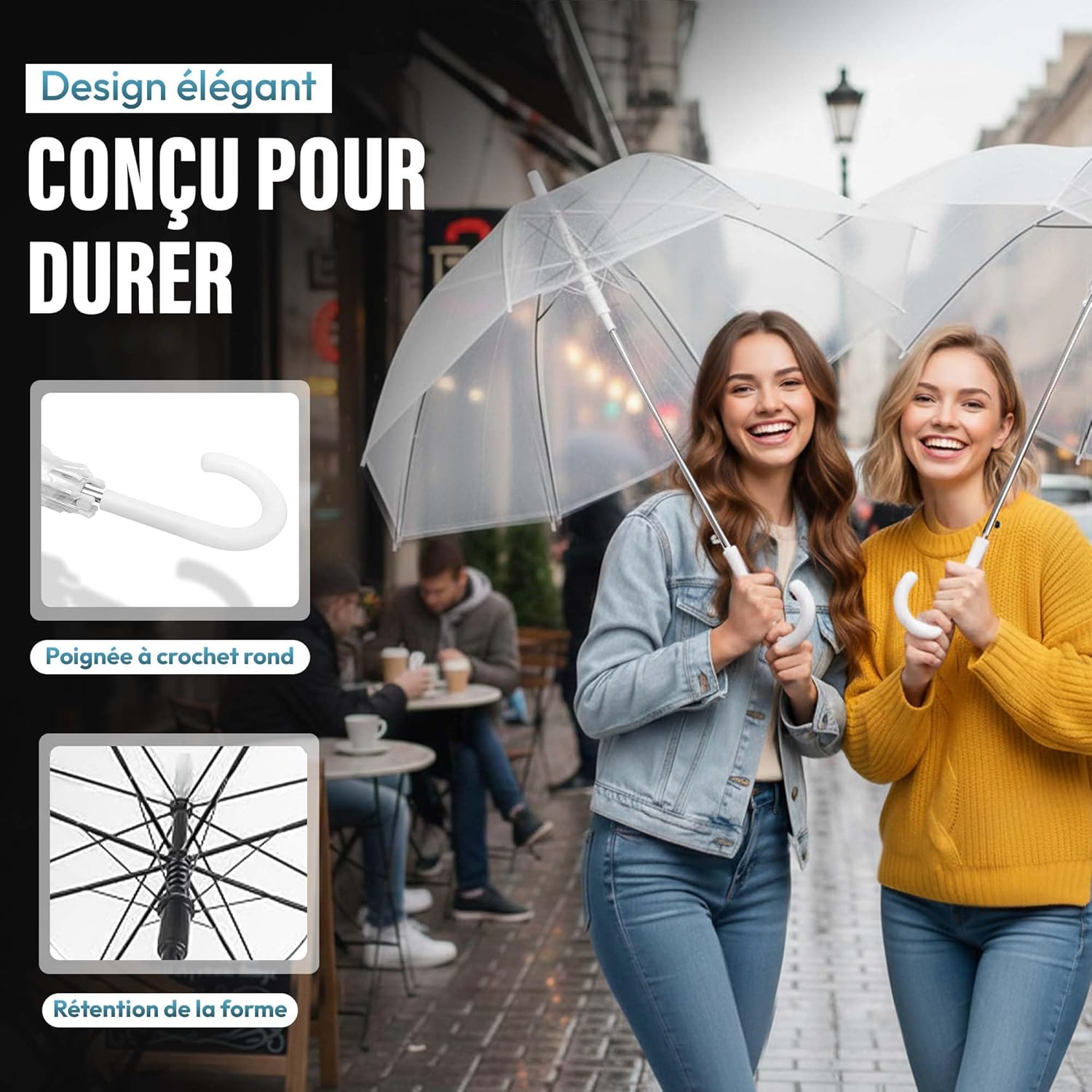 Thumbnail 2 de GOODS+GADGETS Parapluie transparent The Fashion-Highlight (parapluie blanc en bâton)