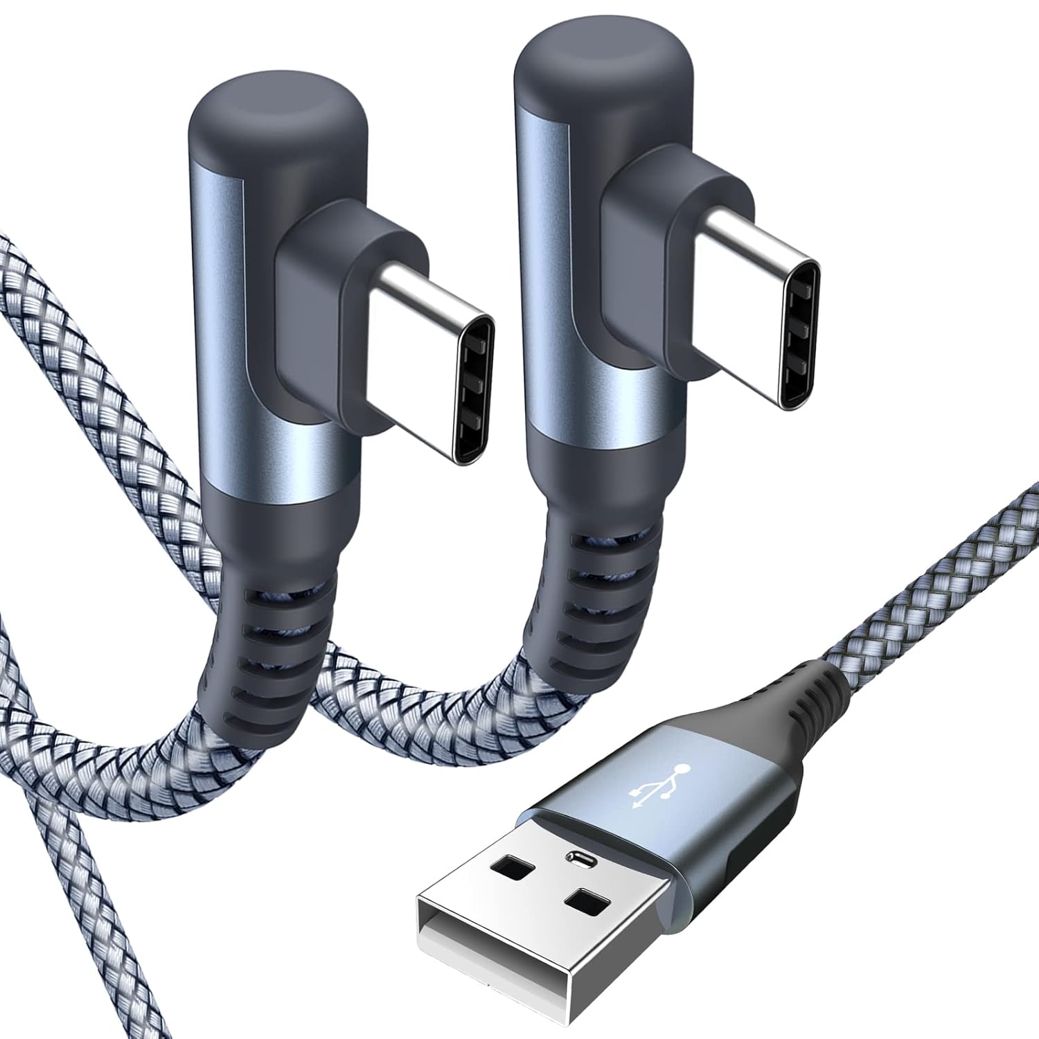 AviBrex 2Pack 2m USB-C Right Angle 90° braided charging cable (3.1A)