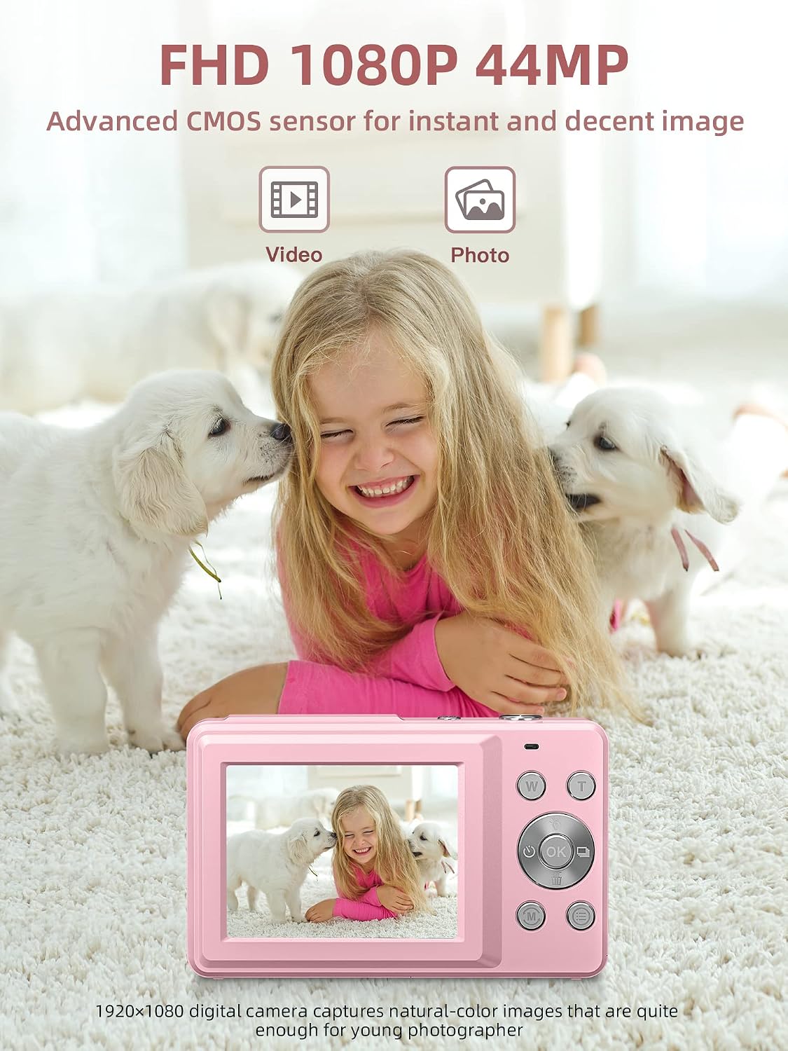 Thumbnail 1 de CAMKORY Digital Camera – FHD 1080p Point & Shoot with 16x Zoom, Anti-Shake, 32GB Bundle for Kids