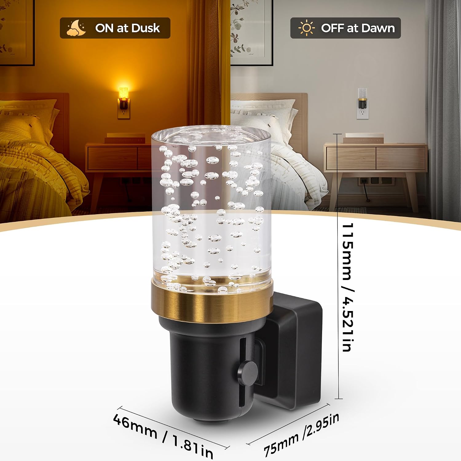 Detalle de DORESshop WL220 LED Plug-In Night Light, Dimmable Amber Design
