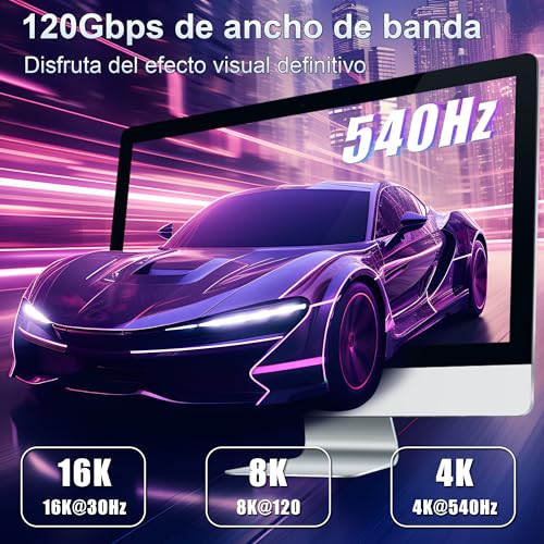 Detalle 2 de ZIKNYDO Thunderbolt 5 USB-C Cable 2m, 80Gbps, 240W ⚡