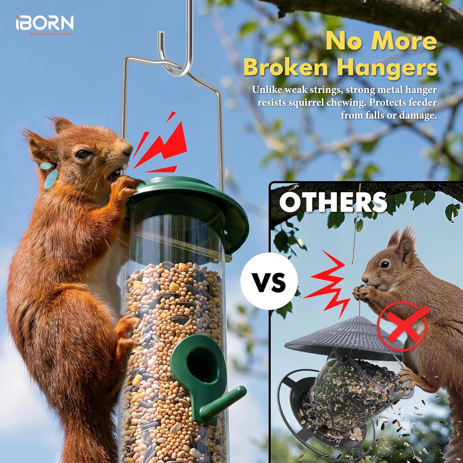 Detalle 2 de iBorn 15 Inch 6-Port Metal Bird Feeder