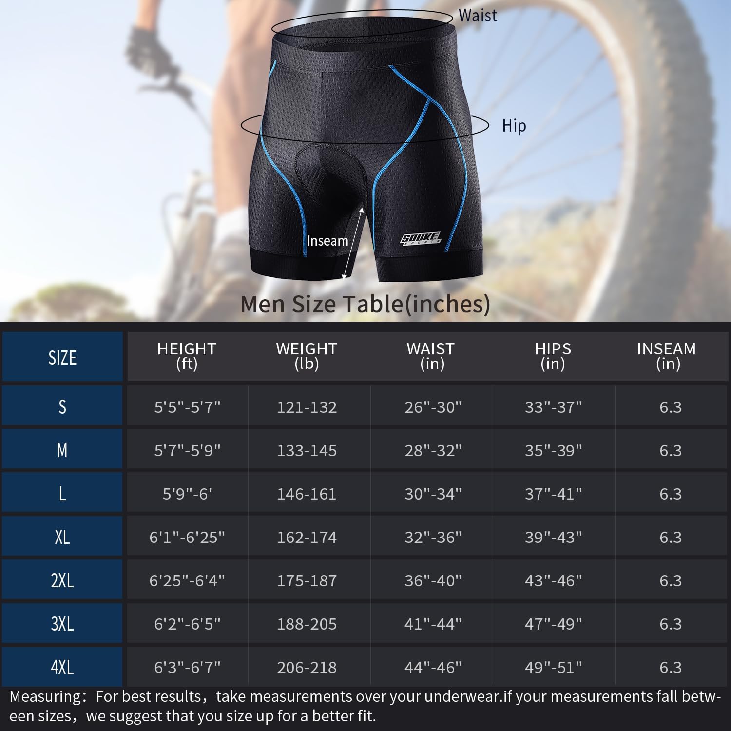 Thumbnail 5 de Souke Sports Men's Cycling Underwear 4D Padded Undershorts with Breathable, Anti-Slip Design