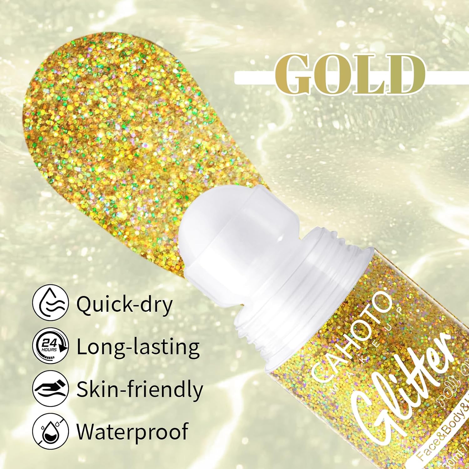 Detalle 2 de CAHOTO ADA48-5 Gold Roll-On Glitter for Face, Body and Hair