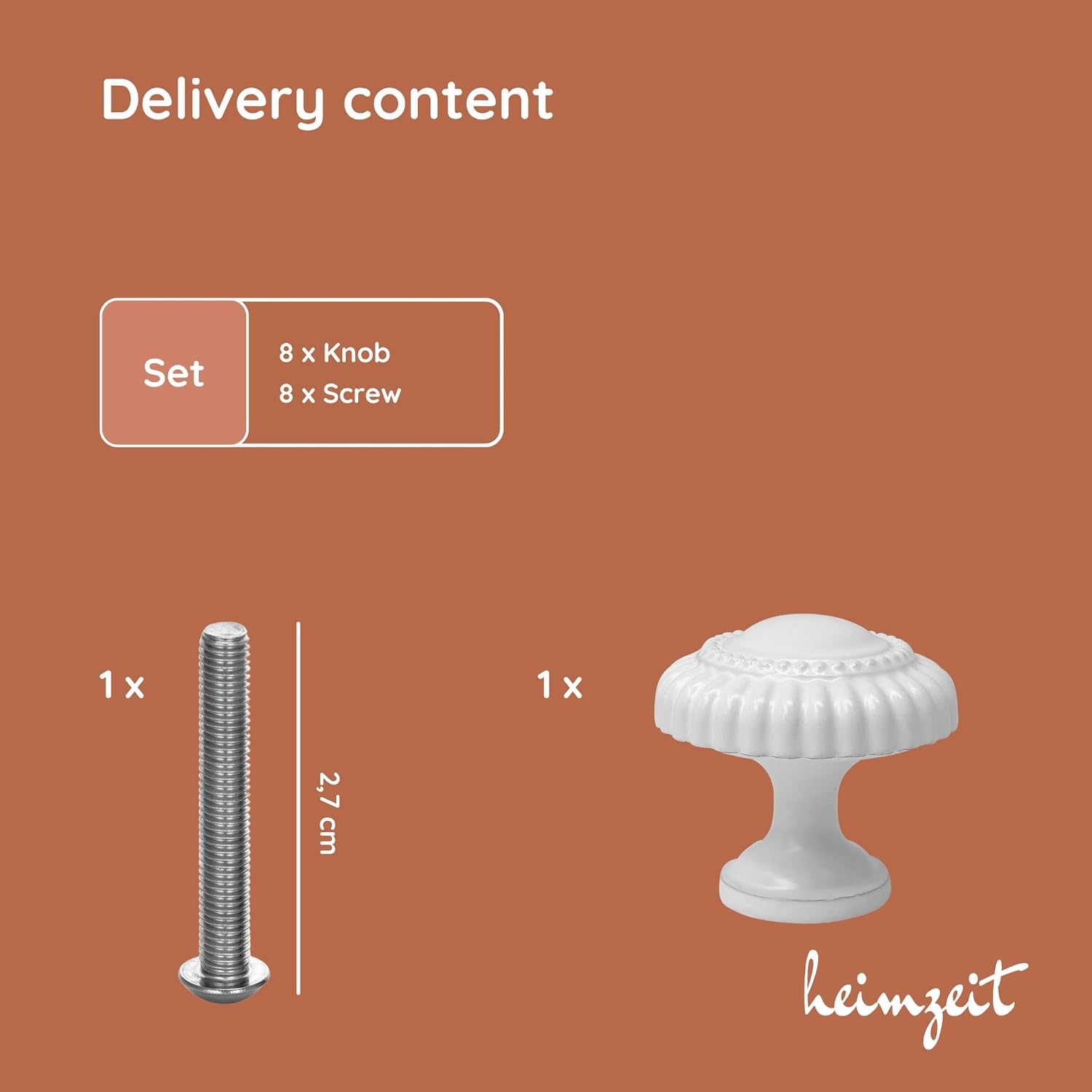 Thumbnail 4 de heimzeit Classic Cabinet Knobs, White Zinc Alloy, Matte Finish, 8 Pieces