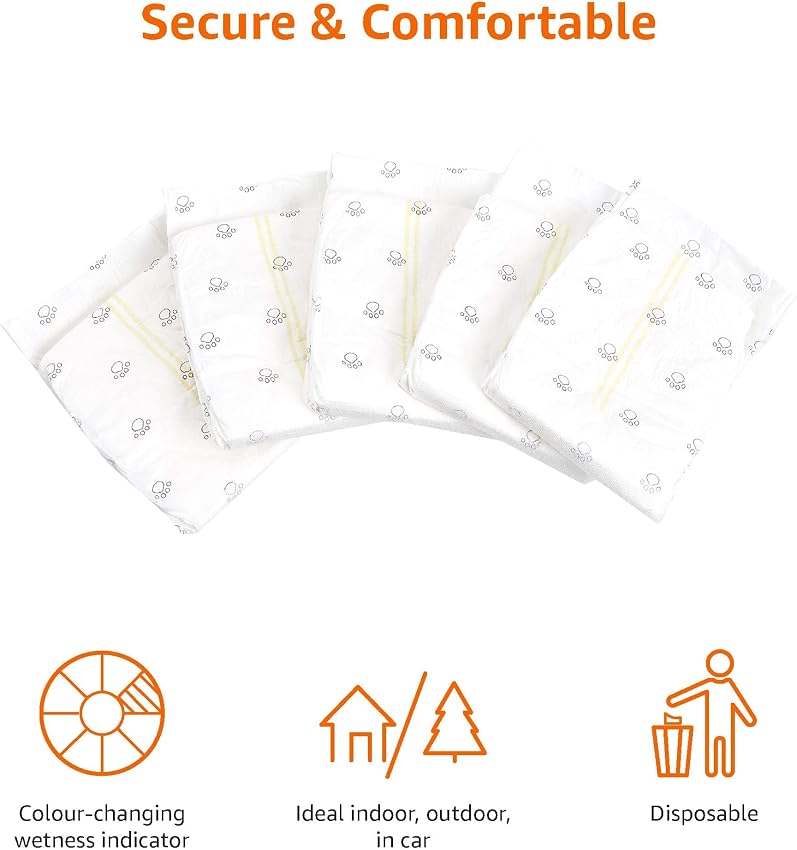 Detalle de Amazon Basics Pañales para perro M, 30 unidades