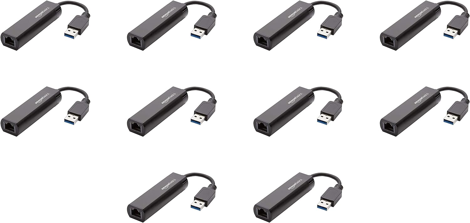 Detalle de Amazon Basics USB 3.0 Ethernet Adapter 10-Pack 📡