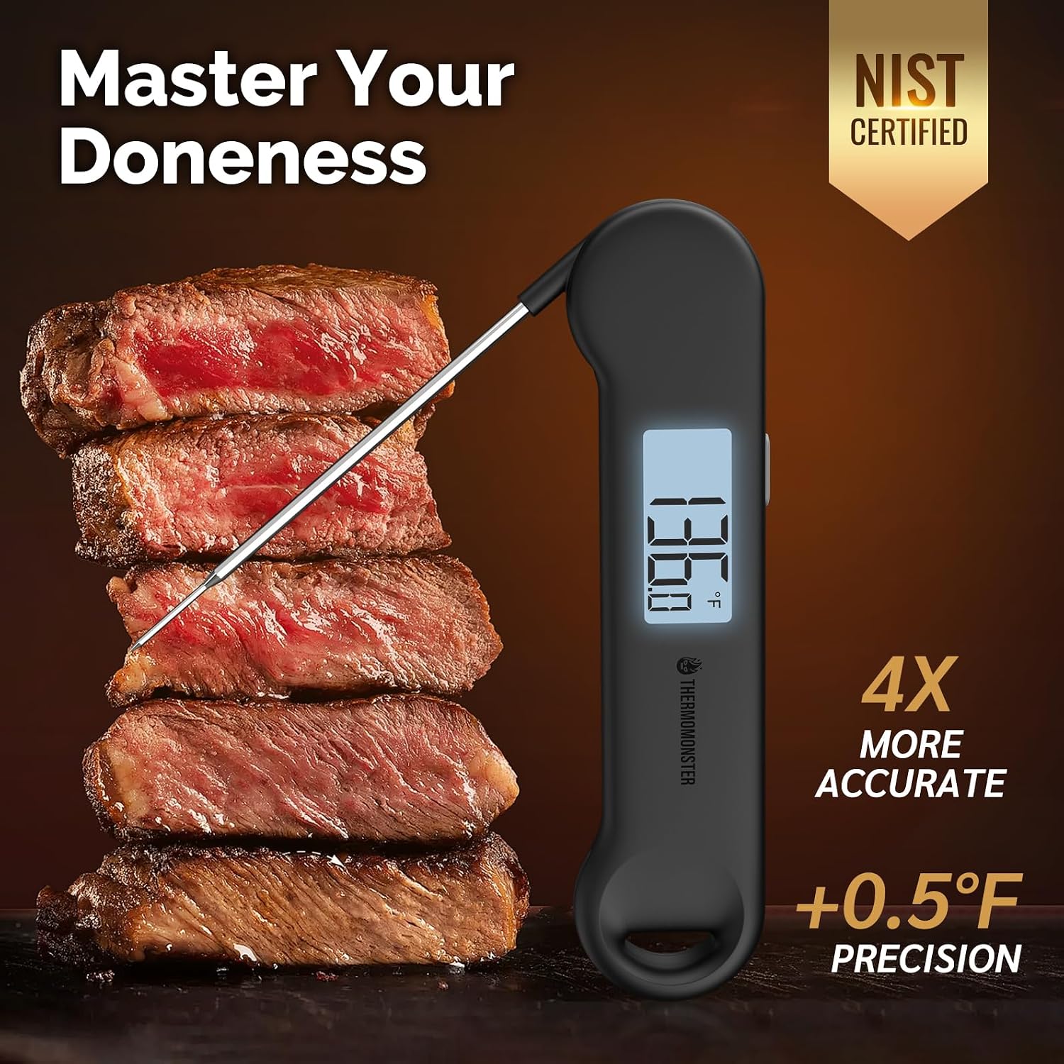 Thumbnail 2 de ThermoMonster 0.5 Sec Instant Read Meat Thermometer – Black
