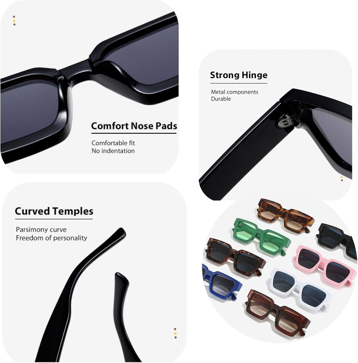 Thumbnail 5 de ASYHV Vintage rechteckige Sonnenbrille mit UV400-Schutz (Retro-Design für Outdoor, Autofahren & Reisen)