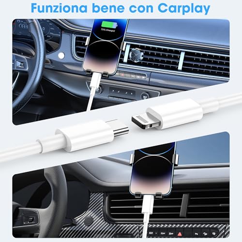 Detalle de BSTOEM Cavo USB‑C a Lightning 2m + 2m: Ricarica rapida affidabile per iPhone e iPad