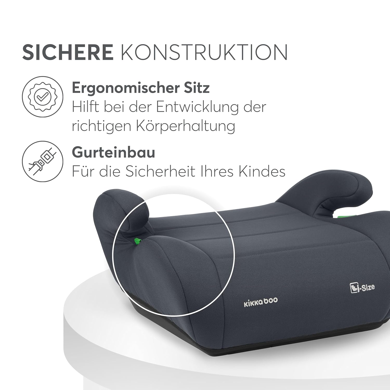 Thumbnail 6 de KikkaBoo Sitzerhöhung Auto i-UP (i-Size), 125–150 cm, 22–36 kg, Grau – Gruppe 3