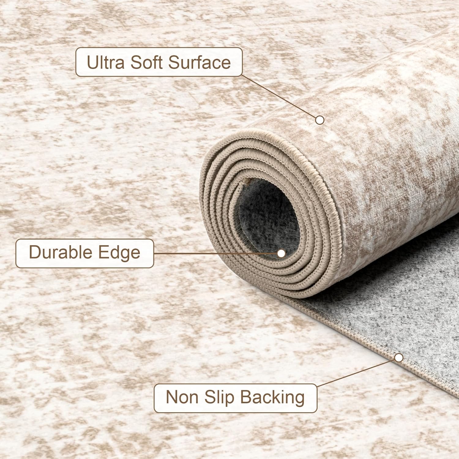 Thumbnail 6 de Area Rugs 10x12 Living Room Rug: Washable, Soft Vintage Boho Carpet with Non-Slip Backing