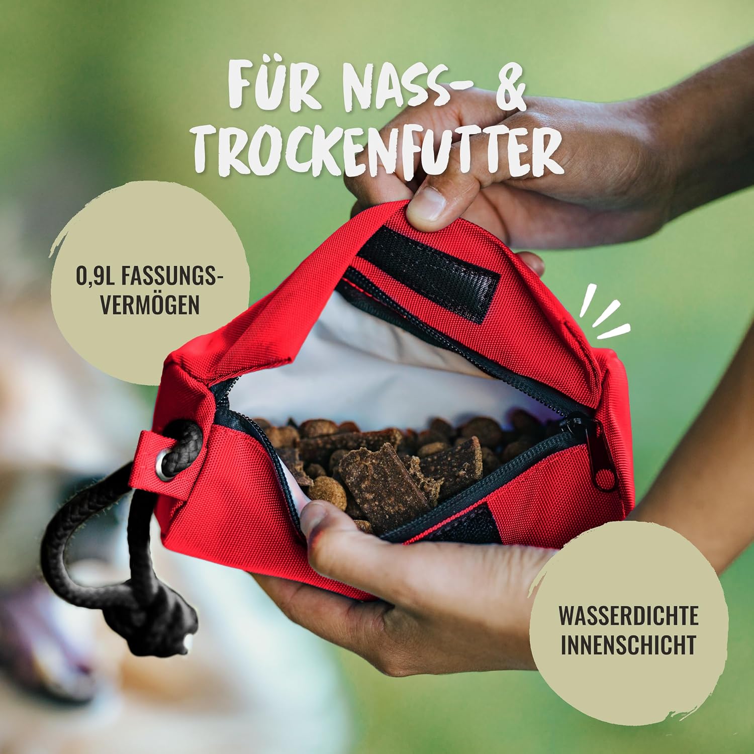 Detalle 1 de Rudelkönig Futterbeutel für Hunde – Apportierbeutel für Hundetraining mit robustem Verschluss